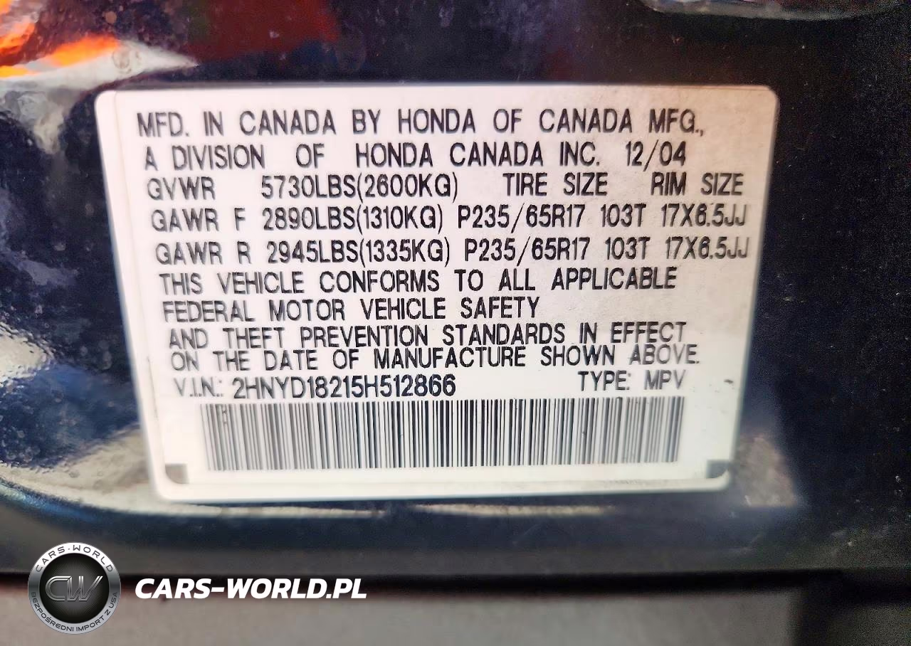 2005 Acura Mdx VIN:2HNYD18215H512866 - 12