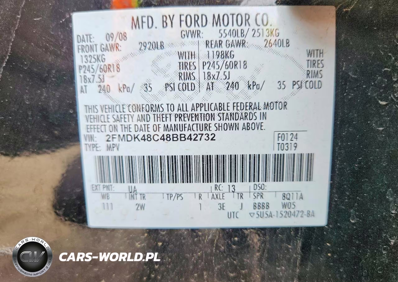 2008 Ford Edge Sel VIN:2FMDK48C48BB42732 - 13