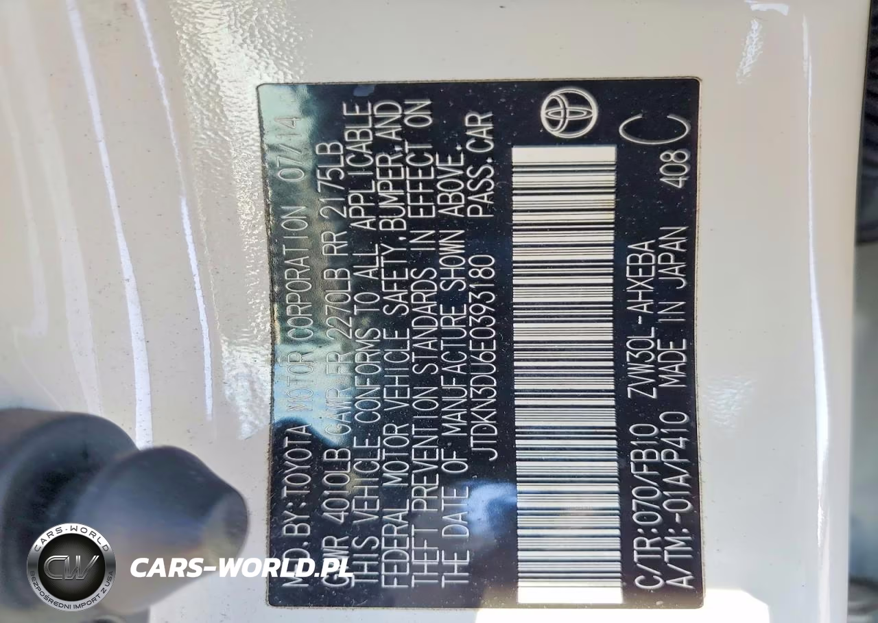 2014 Toyota Prius Two VIN:JTDKN3DU6E0393180 - 12