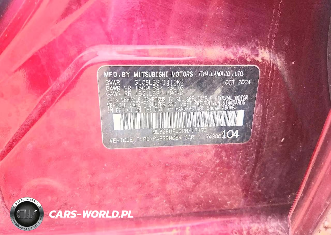 2024 Mitsubishi Mirage G4 Es VIN:ML32FUFJ2RHF17173 - 12