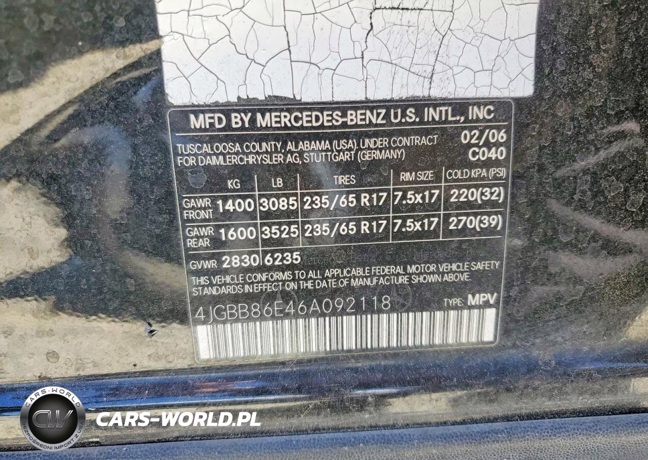 2006 Mercedes-Benz Ml 350 VIN:4JGBB86E46A092118 - 13