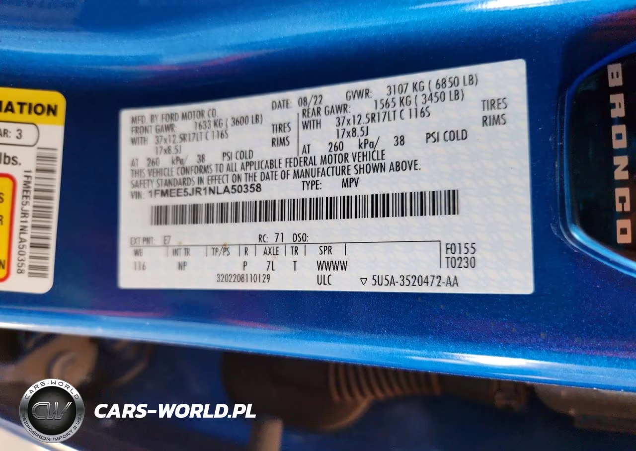 2022 Ford Bronco Raptor VIN:1FMEE5JR1NLA50358 - 13