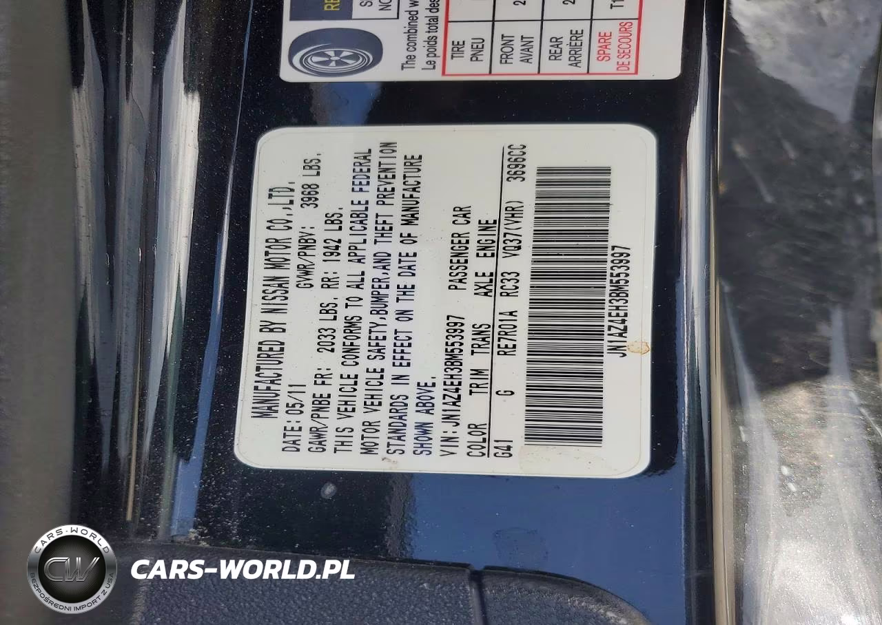 2011 Nissan 370Z Base VIN:JN1AZ4EH3BM553997 - 12