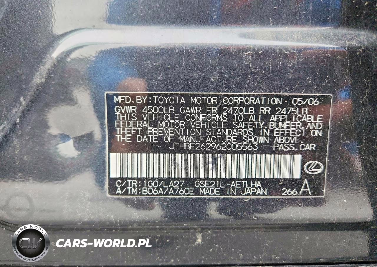 2006 Lexus Is 350 VIN:JTHBE262962005563 - 12