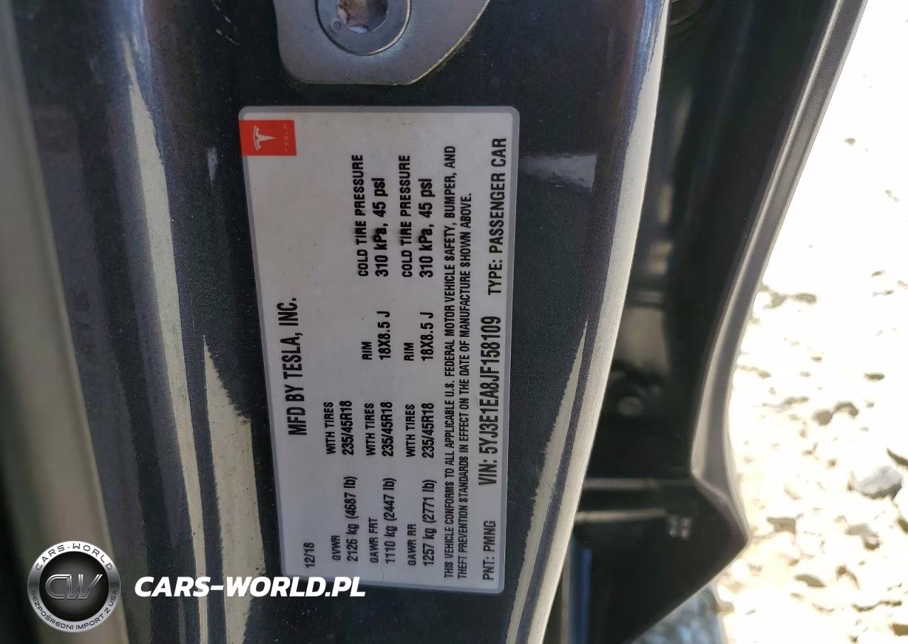2018 Tesla Model 3 VIN:5YJ3E1EA8JF158109 - 12