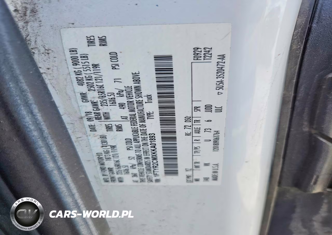 2019 Ford Transit T-250 VIN:1FTYR2CMXKKA01893 - 13