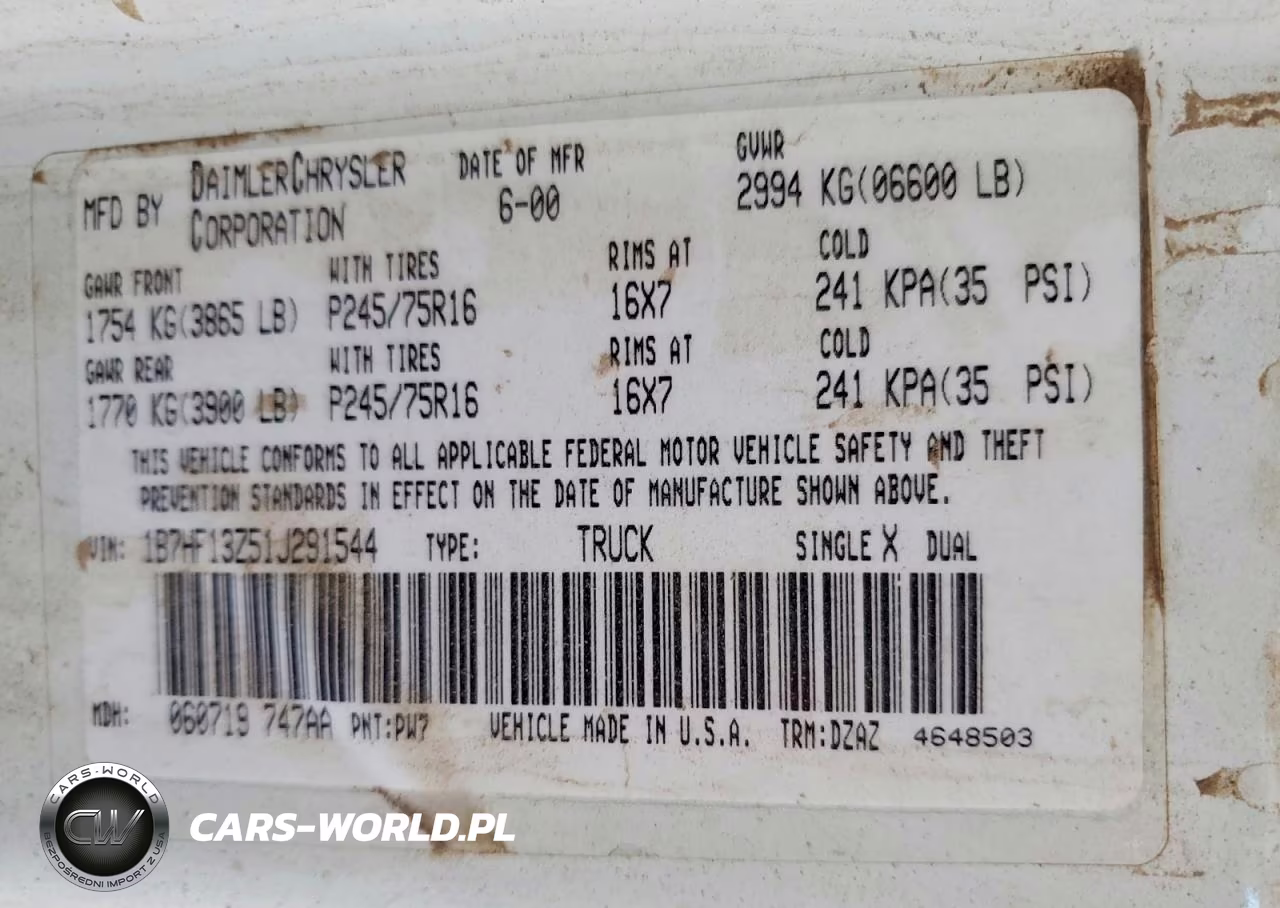 2001 Dodge Ram 1500 VIN:1B7HF13Z51J291544 - 12