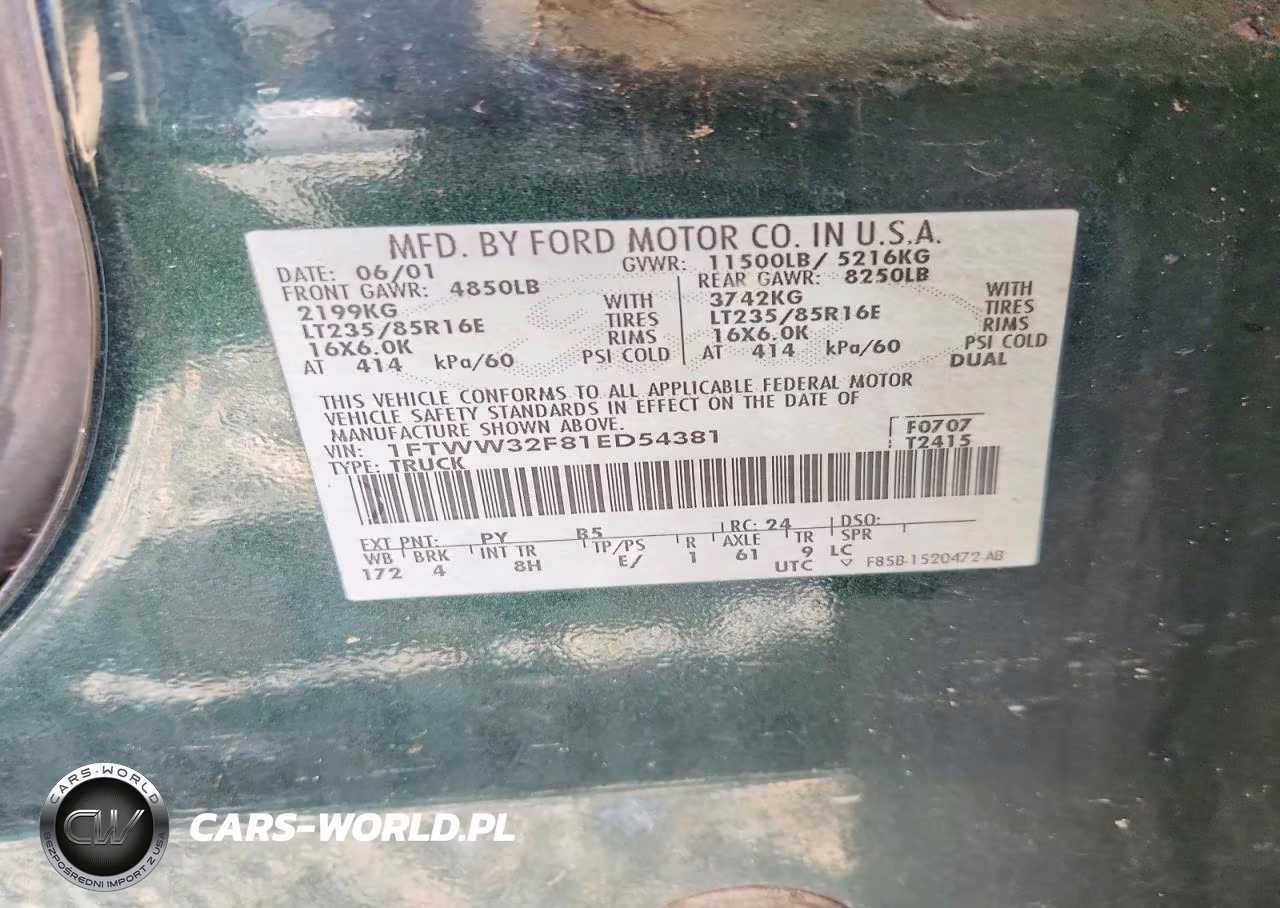 2001 Ford F350 Super Duty VIN:1FTWW32F81ED54381 - 12