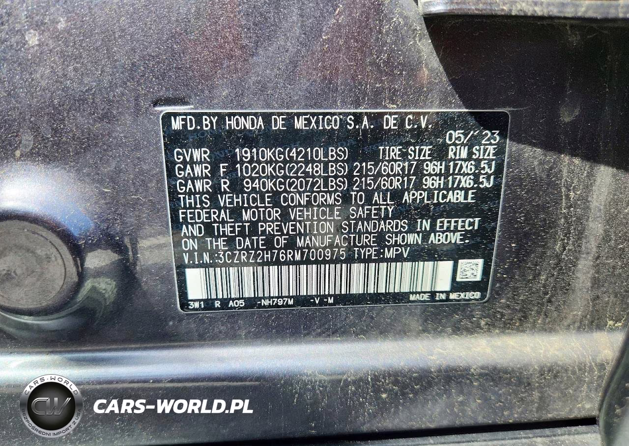 2024 Honda Hr-V Exl VIN:3CZRZ2H76RM700975 - 13