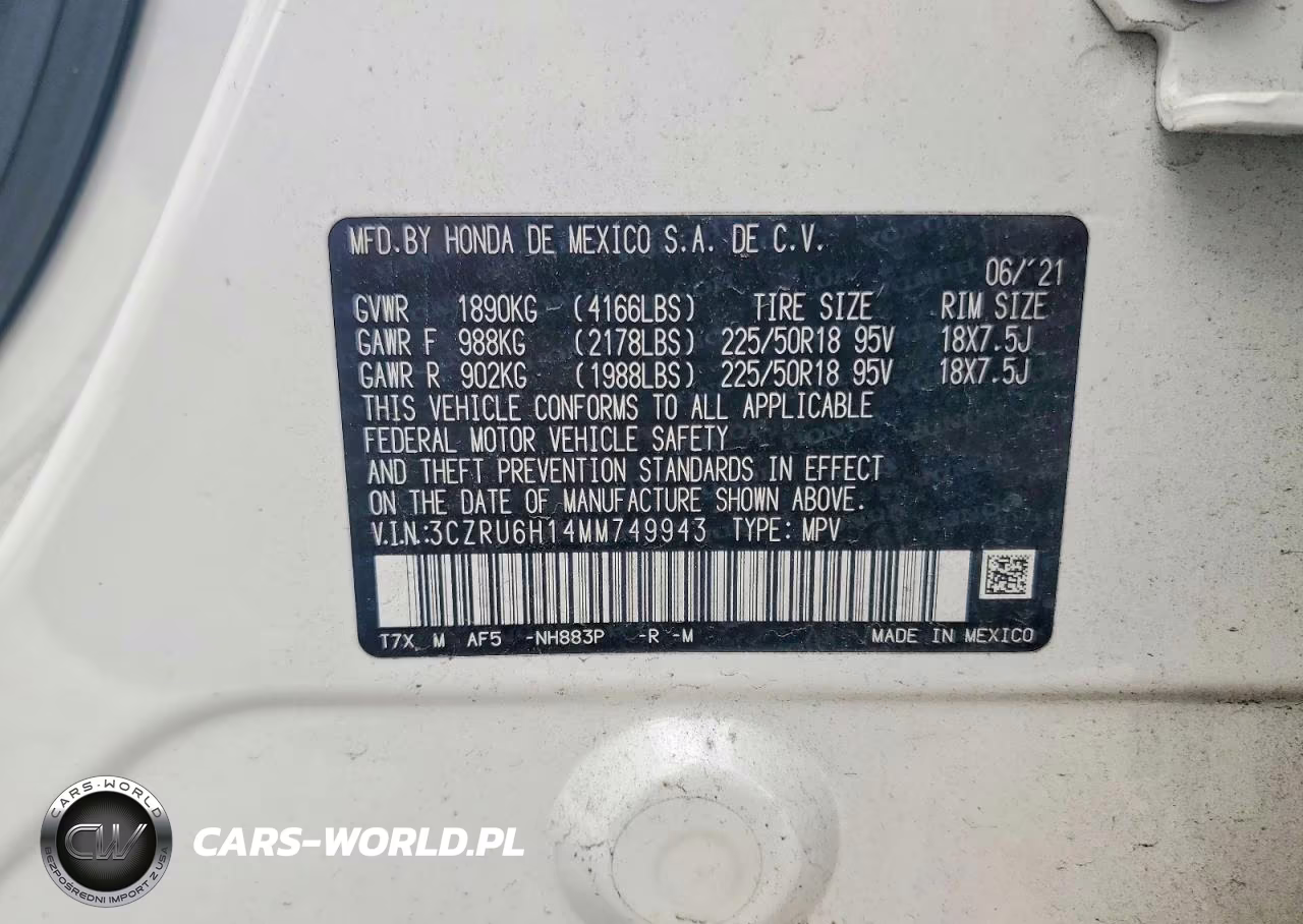 2021 Honda Hr-V Sport VIN:3CZRU6H14MM749943 - 13