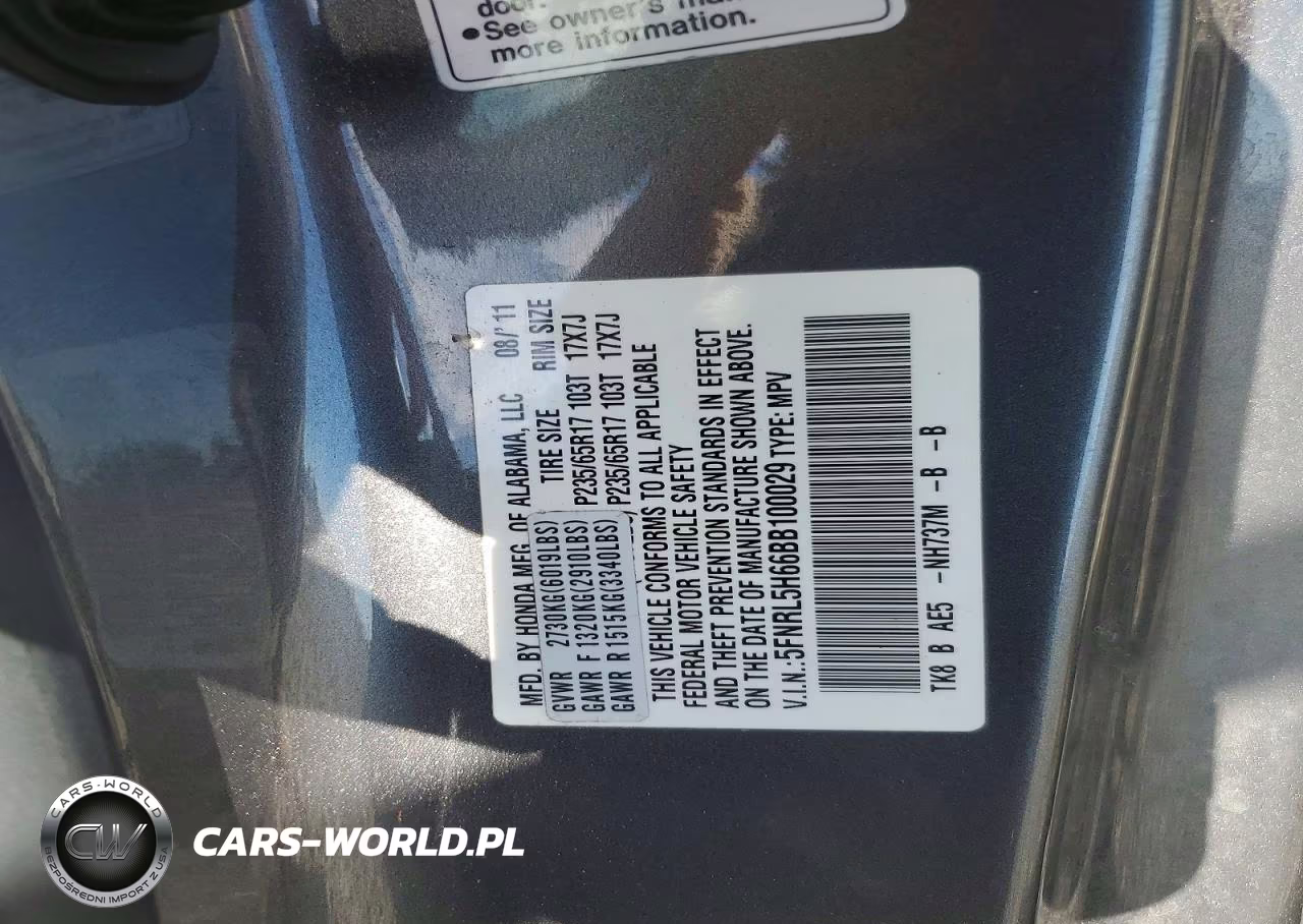 2011 Honda Odyssey Exl VIN:5FNRL5H66BB100029 - 14