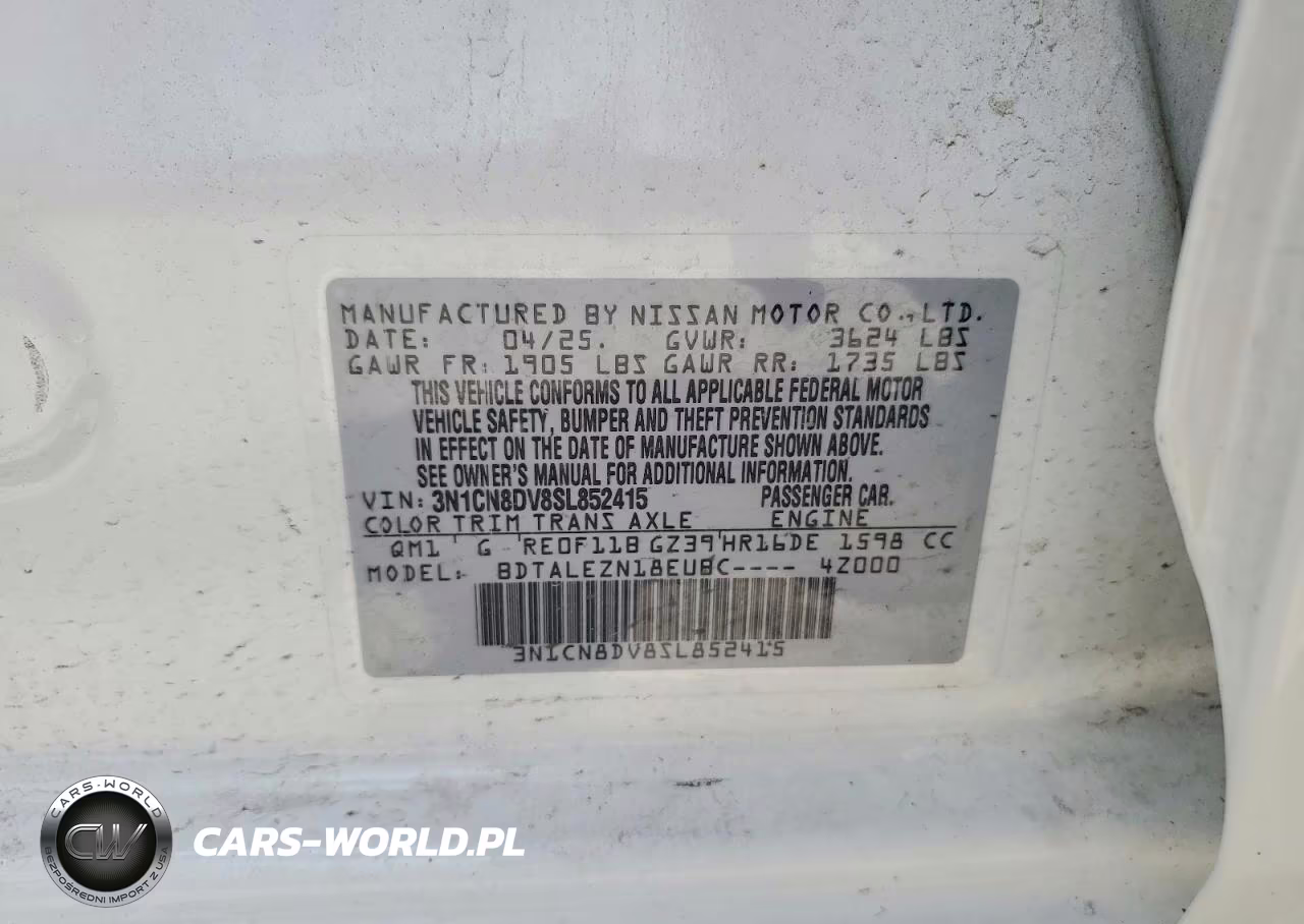 2025 Nissan Versa S VIN:3N1CN8DV8SL852415 - 12