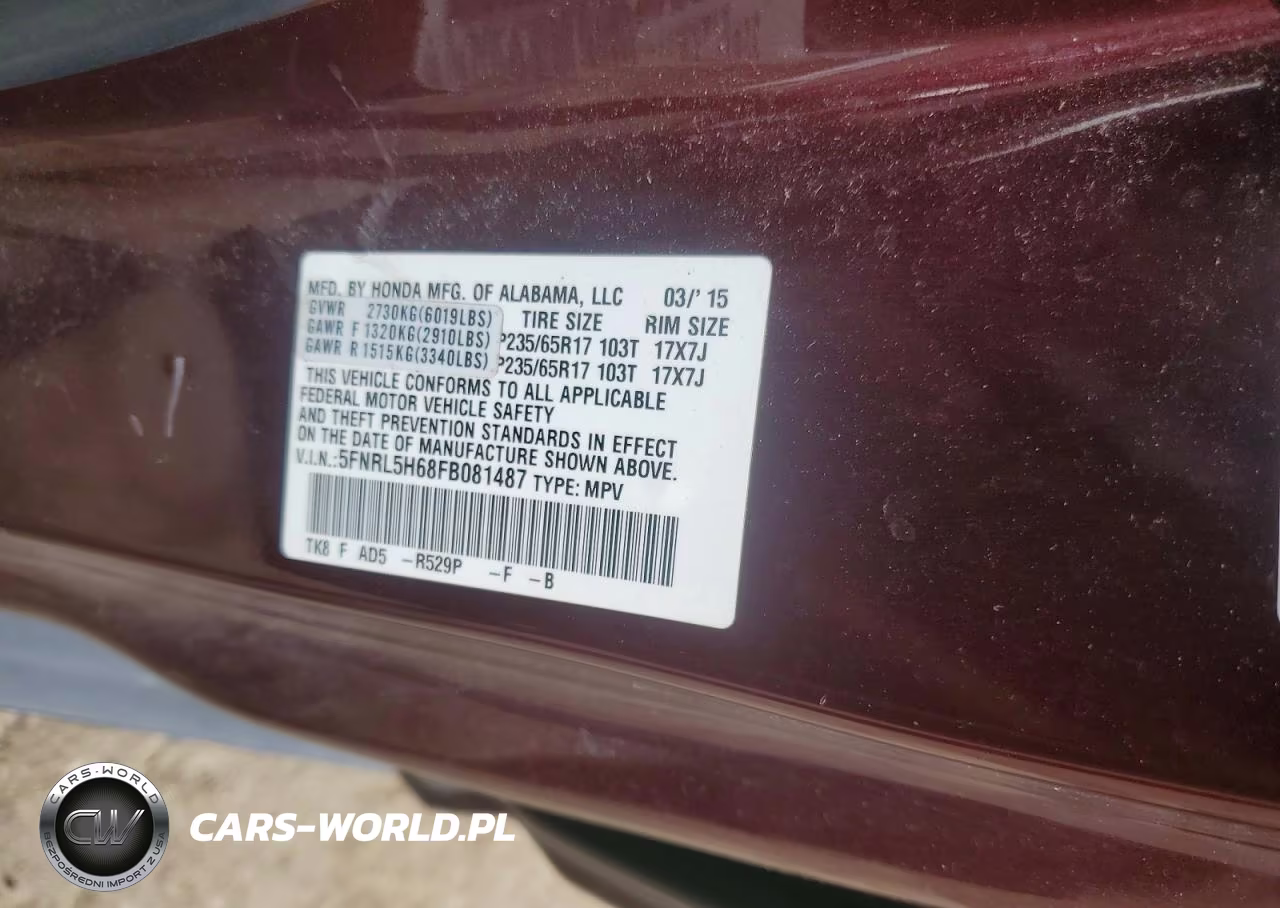 2015 Honda Odyssey Exl VIN:5FNRL5H68FB081487 - 13
