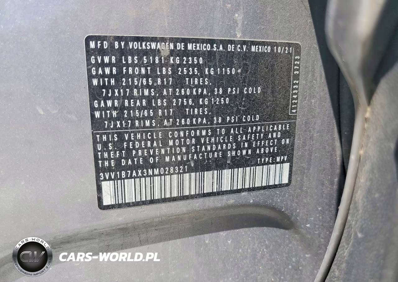 2022 Volkswagen Tiguan S VIN:3VV1B7AX3NM028321 - 12