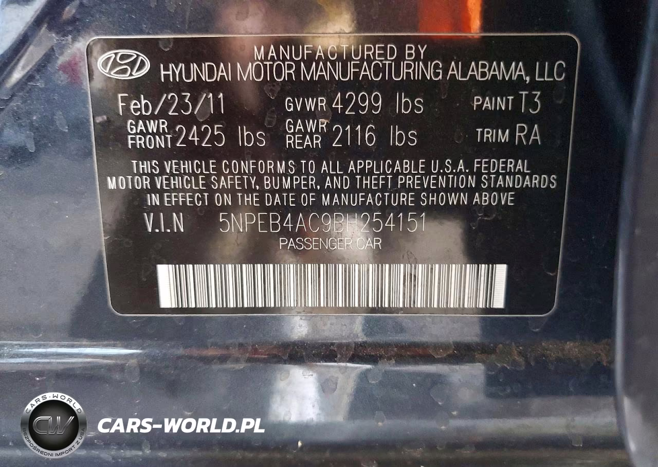 2011 Hyundai Sonata Gls VIN:5NPEB4AC9BH254151 - 12