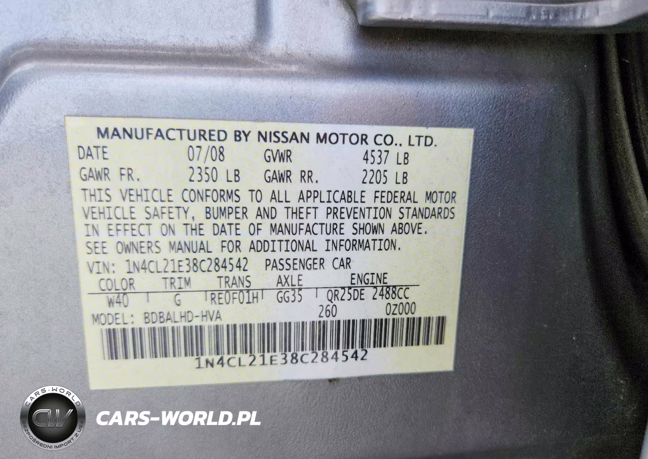 2008 Nissan Altima Hybrid VIN:1N4CL21E38C284542 - 12