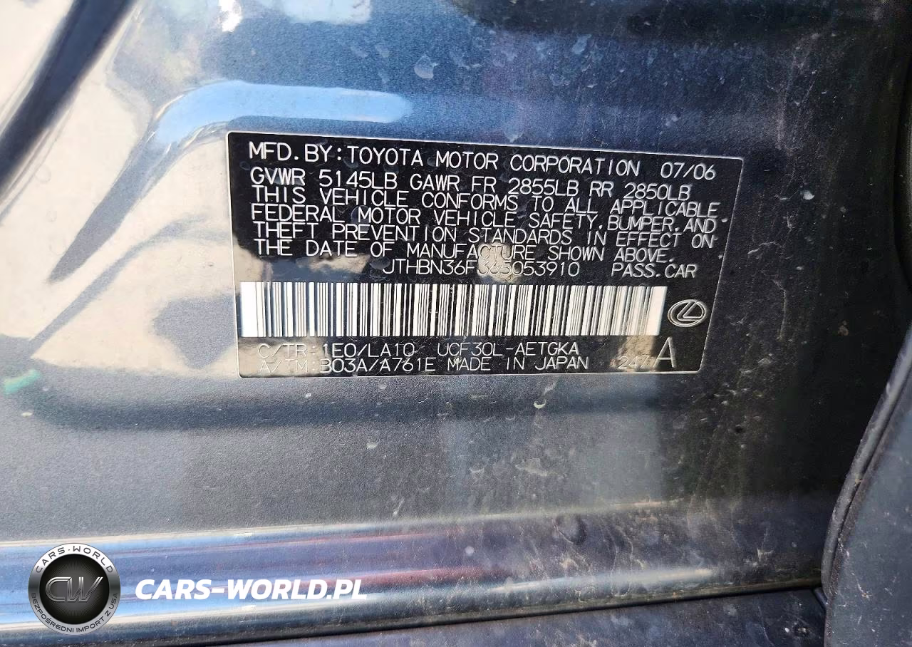 2006 Lexus Ls 430 VIN:JTHBN36F365053910 - 12