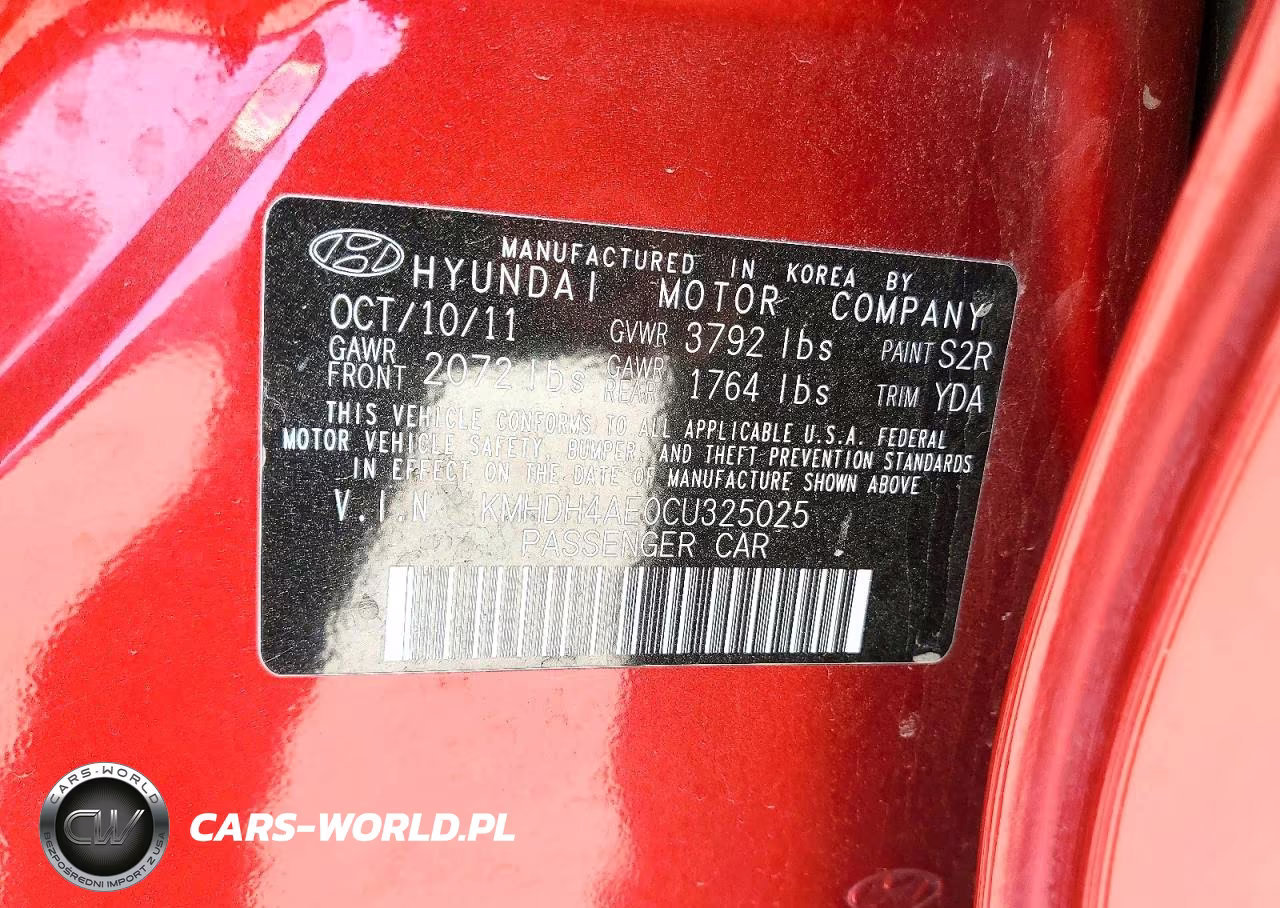2012 Hyundai Elantra Limited VIN:KMHDH4AE0CU325025 - 12