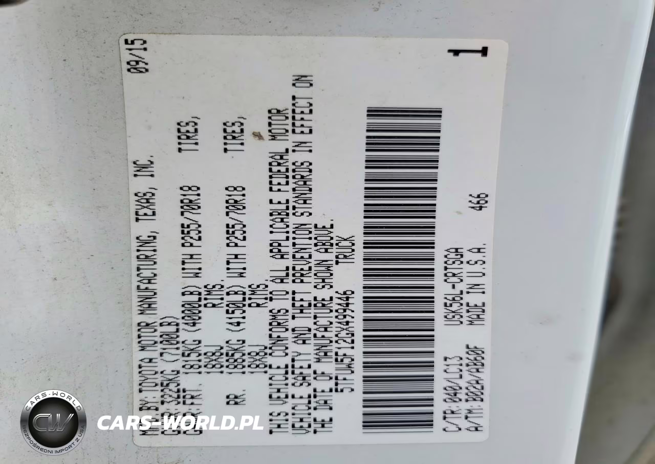 2016 Toyota Tundra Sr VIN:5TFUW5F12GX499446 - 12