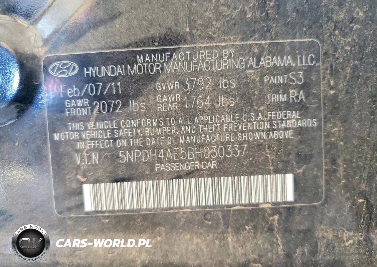 2011 Hyundai Elantra Gls VIN:5NPDH4AE5BH030337 - 12