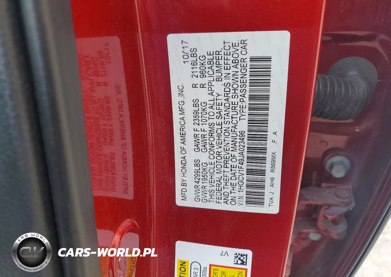 2018 Honda Accord Ex VIN:1HGCV1F49JA023496 - 12