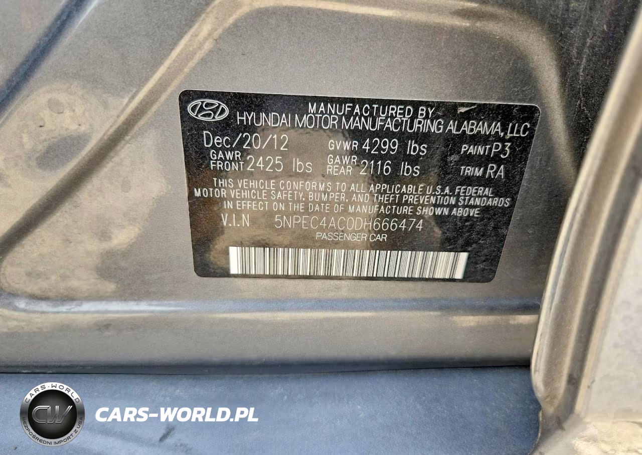 2013 Hyundai Sonata Limited VIN:5NPEC4AC0DH666474 - 12