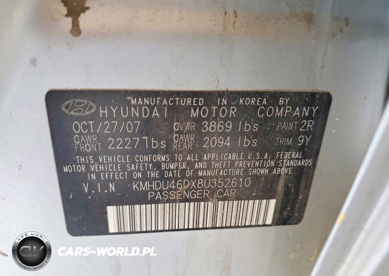 2008 Hyundai Elantra Gls VIN:KMHDU46DX8U352610 - 12
