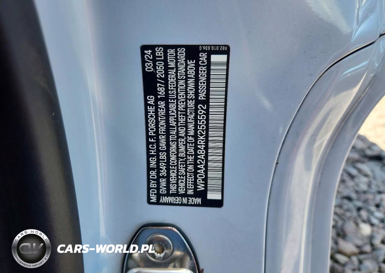 2024 Porsche Cayman Base VIN:WP0AA2A84RK255592 - 12