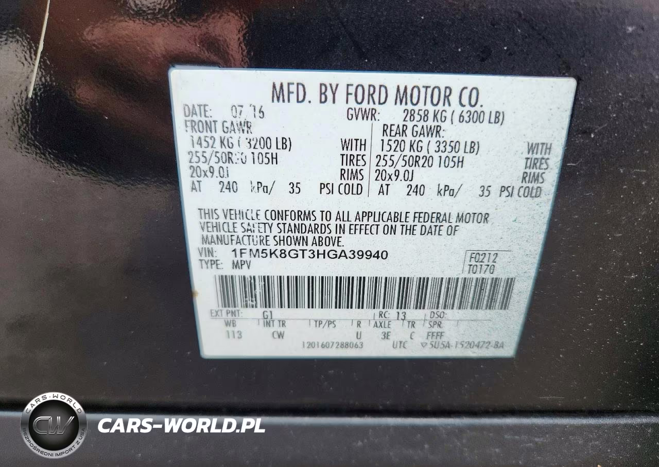 2017 Ford Explorer Sport VIN:1FM5K8GT3HGA39940 - 12