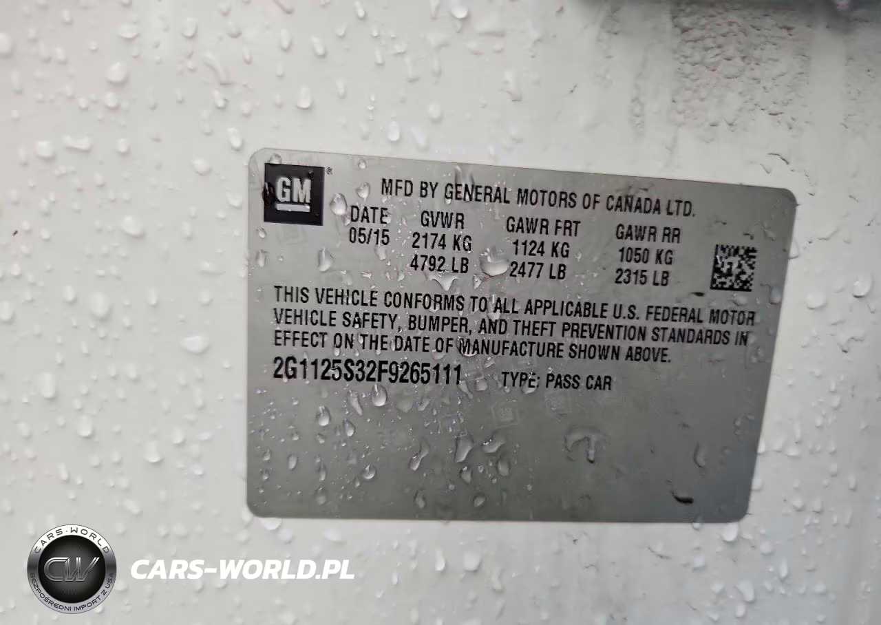 2015 Chevrolet Impala Lt VIN:2G1125S32F9265111 - 12