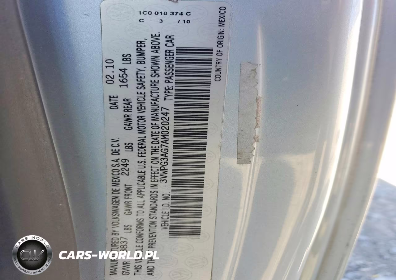 2010 Volkswagen New Beetle VIN:3VWPG3AG7AM020247 - 12