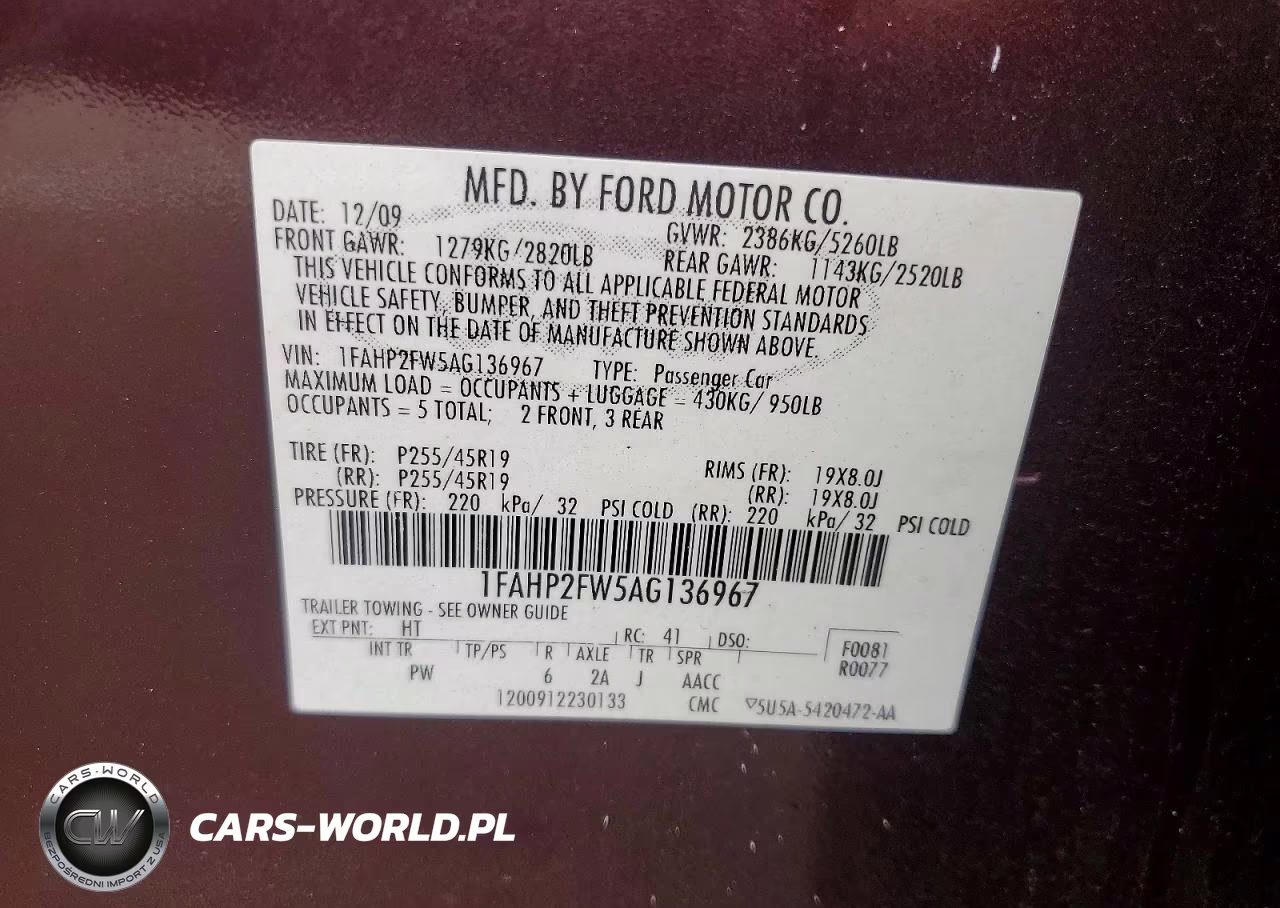 2010 Ford Taurus Limited VIN:1FAHP2FW5AG136967 - 12