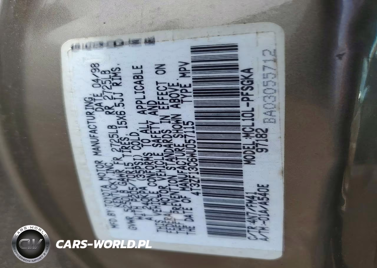 1998 Toyota Sienna Xle VIN:4T3ZF13C6WU057115 - 12