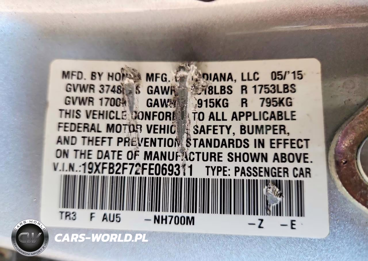 2015 Honda Civic Se VIN:19XFB2F72FE069311 - 13