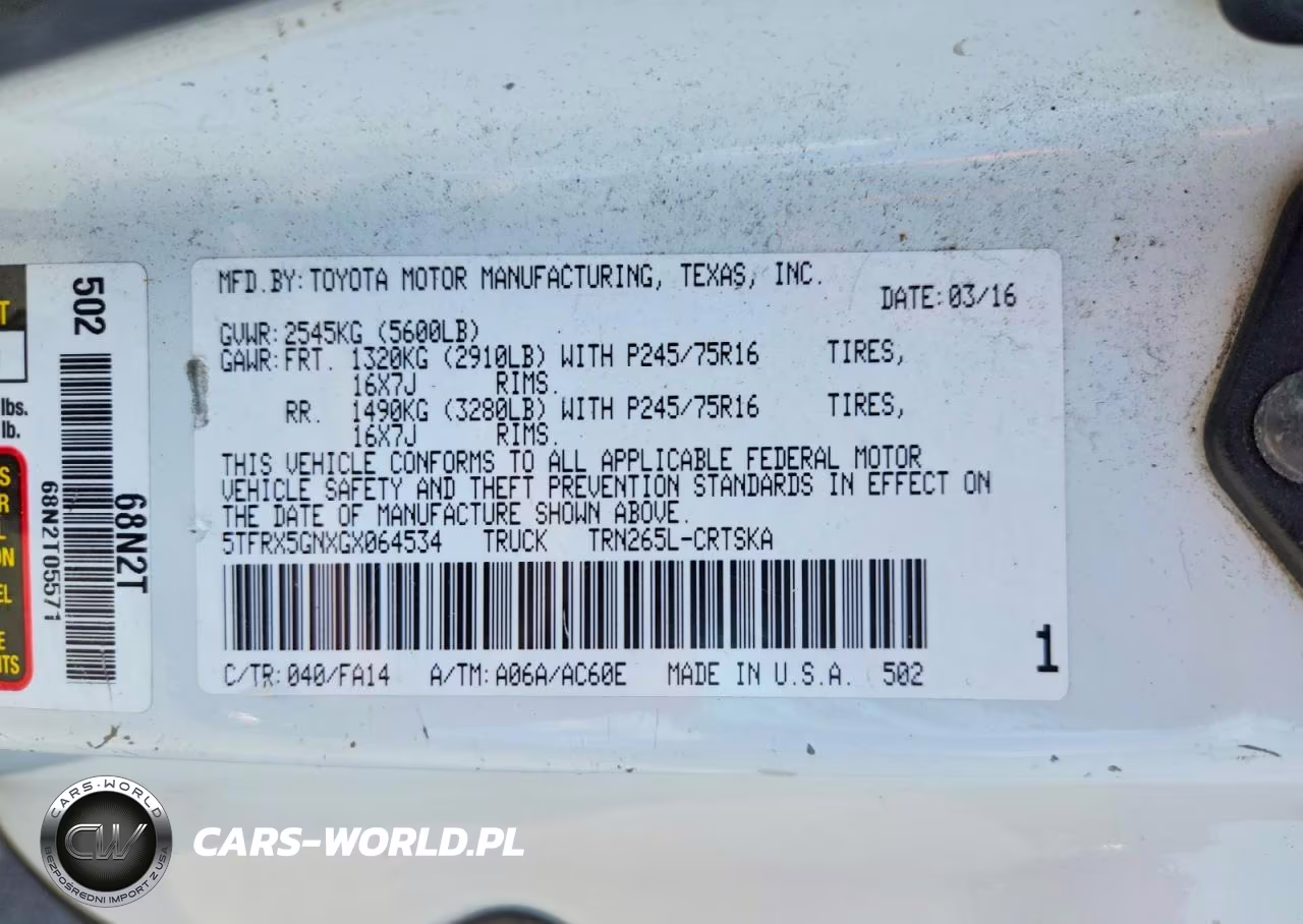 2016 Toyota Tacoma Sr VIN:5TFRX5GNXGX064534 - 12