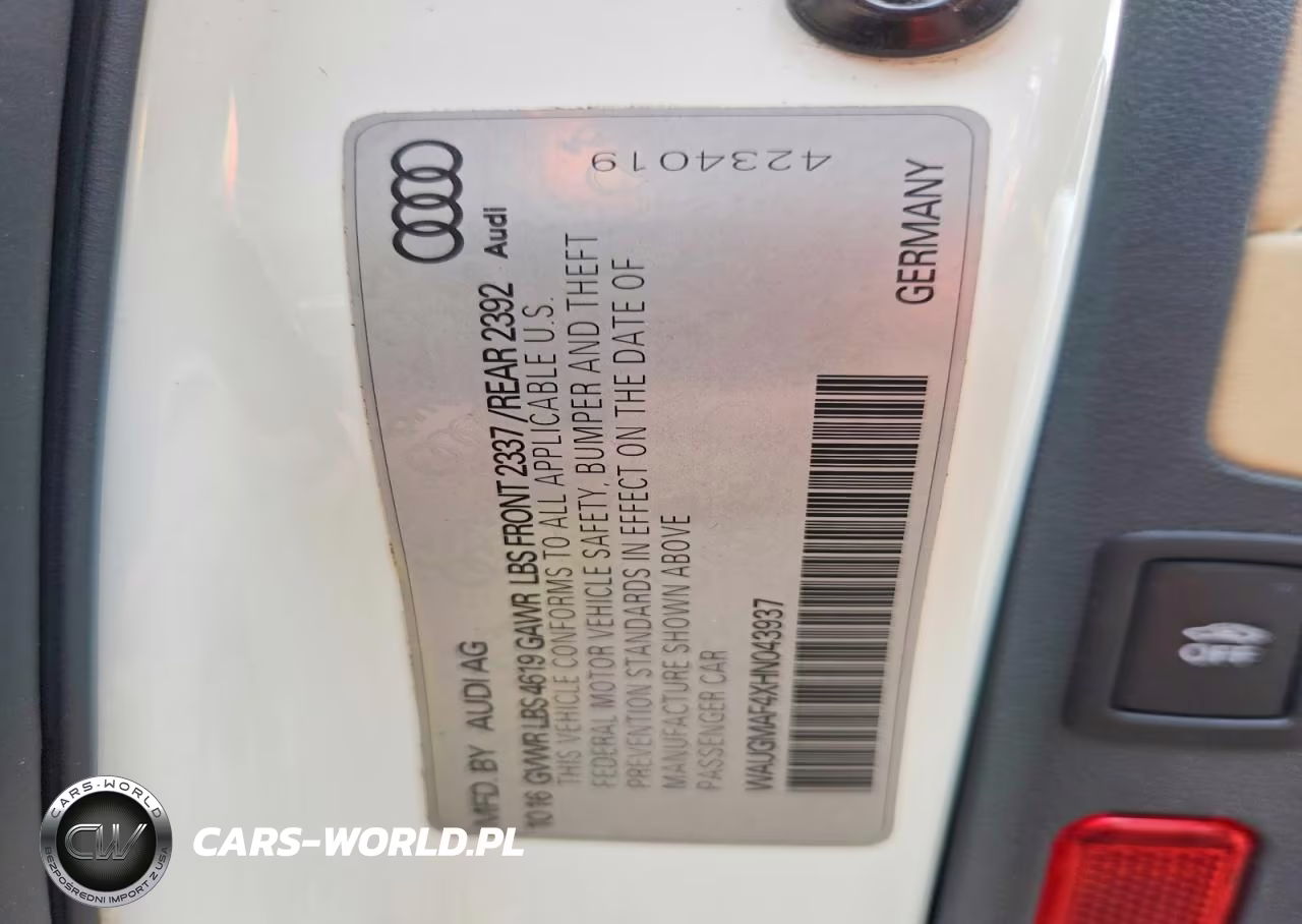 2017 Audi A4 Ultra Premium VIN:WAUGMAF4XHN043937 - 12