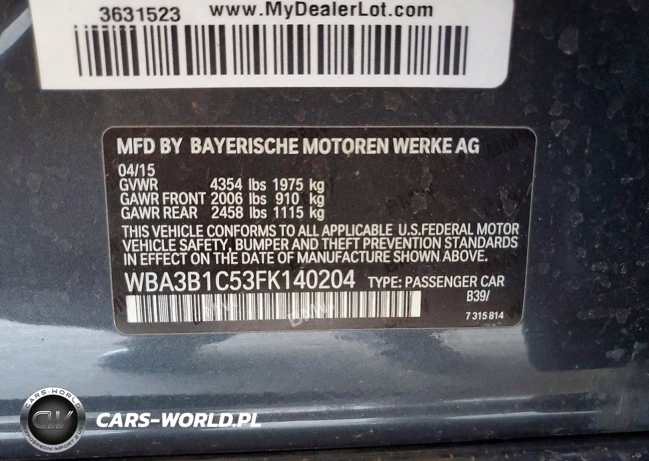 2015 BMW 320 I VIN:WBA3B1C53FK140204 - 12