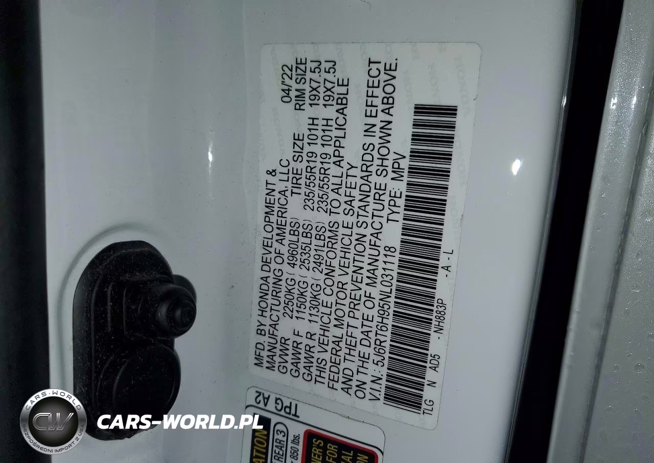 2022 Honda Cr-V Touring VIN:5J6RT6H95NL031118 - 14