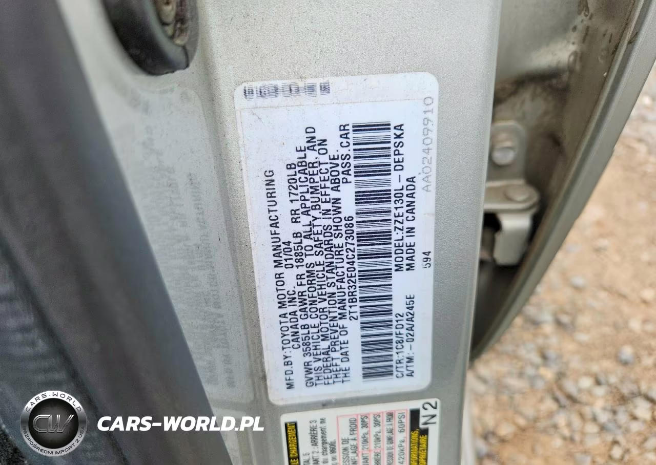 2004 Toyota Corolla S VIN:2T1BR32E04C273086 - 12