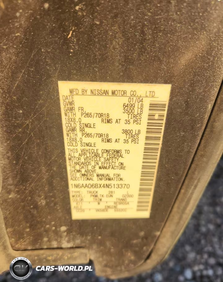 2004 Nissan Titan Xe VIN:1N6AA06BX4N513370 - 12