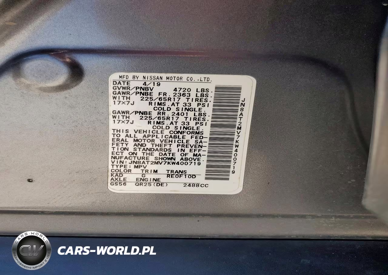 2019 Nissan Rogue Sv VIN:JN8AT2MV7KW400719 - 13