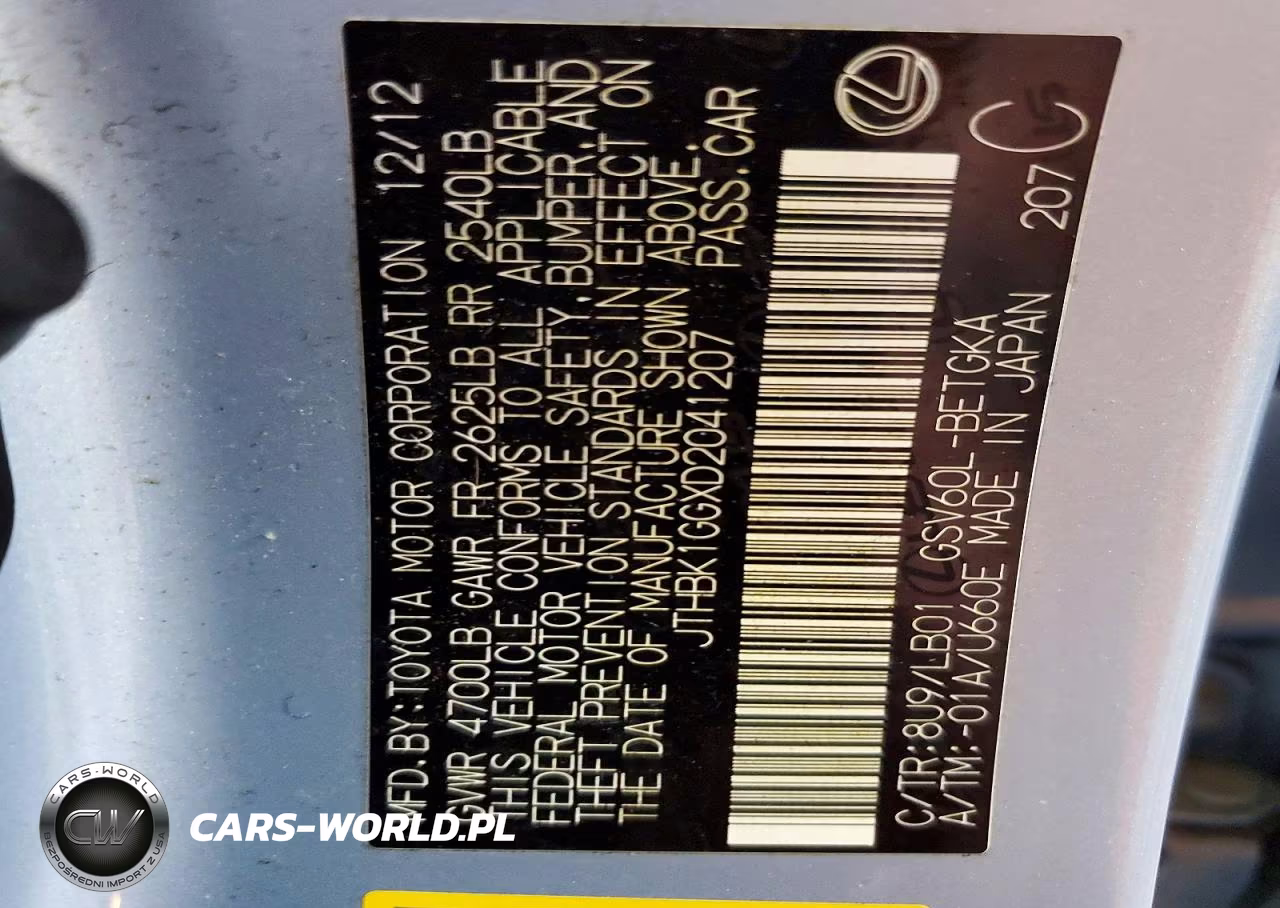 2013 Lexus Es 350 VIN:JTHBK1GGXD2041207 - 12