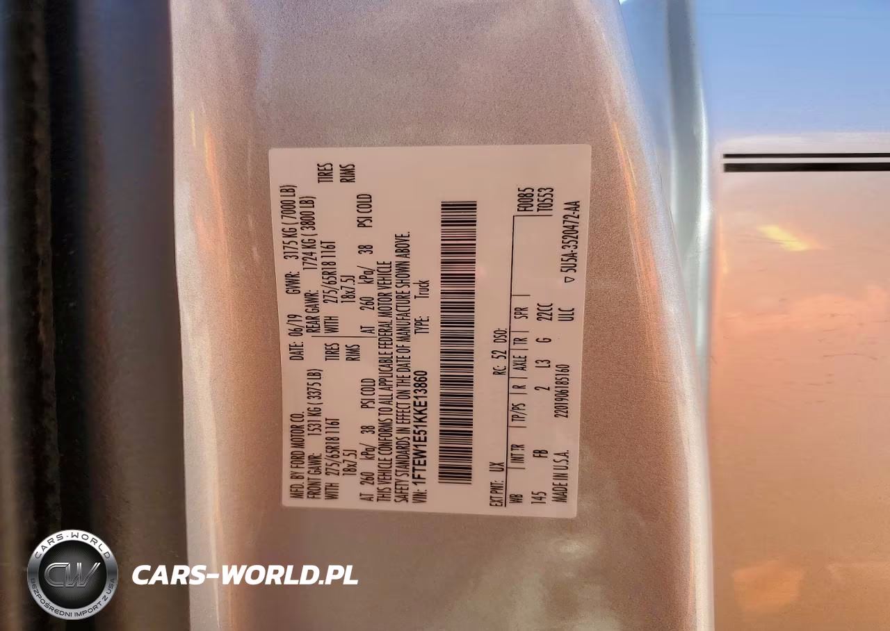 2019 Ford F150 Supercrew VIN:1FTEW1E51KKE13860 - 13