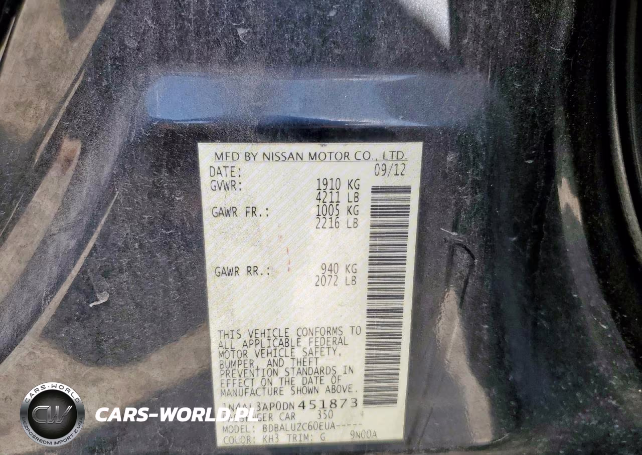 2013 Nissan Altima 2.5 VIN:1N4AL3AP0DN451873 - 12