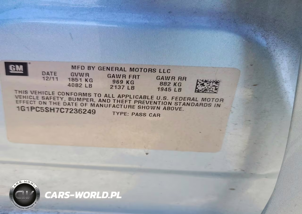 2012 Chevrolet Cruze Ls VIN:1G1PC5SH7C7236249 - 12