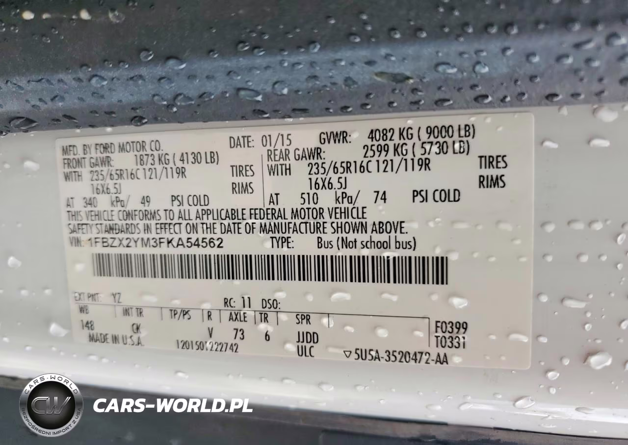 2015 Ford Transit T-350 VIN:1FBZX2YM3FKA54562 - 14