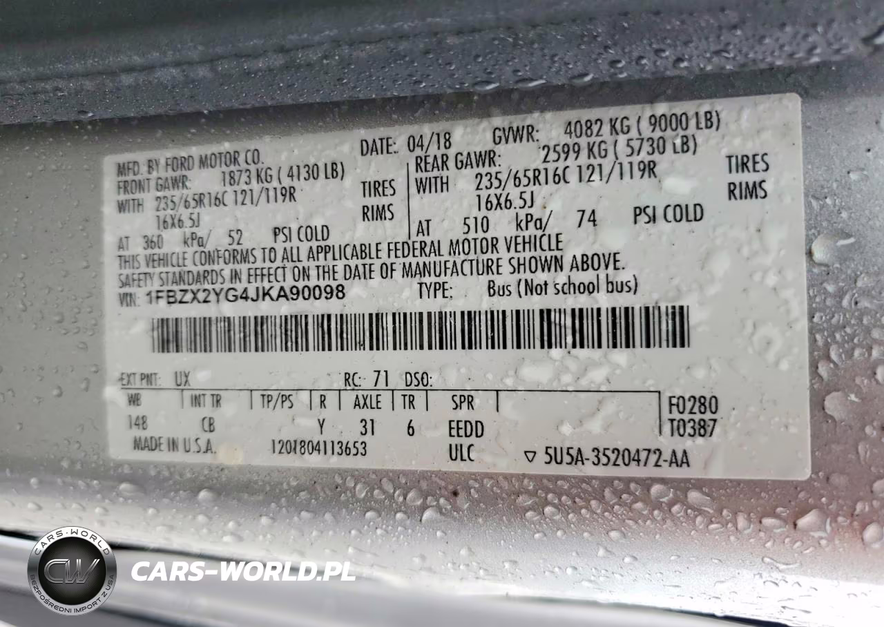 2018 Ford Transit T-350 VIN:1FBZX2YG4JKA90098 - 13