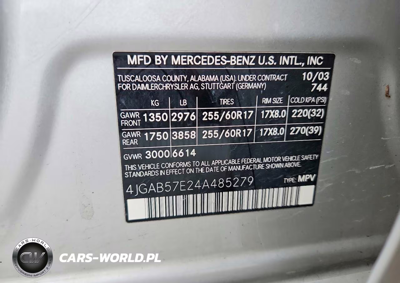 2004 Mercedes-Benz Ml 350 VIN:4JGAB57E24A485279 - 13