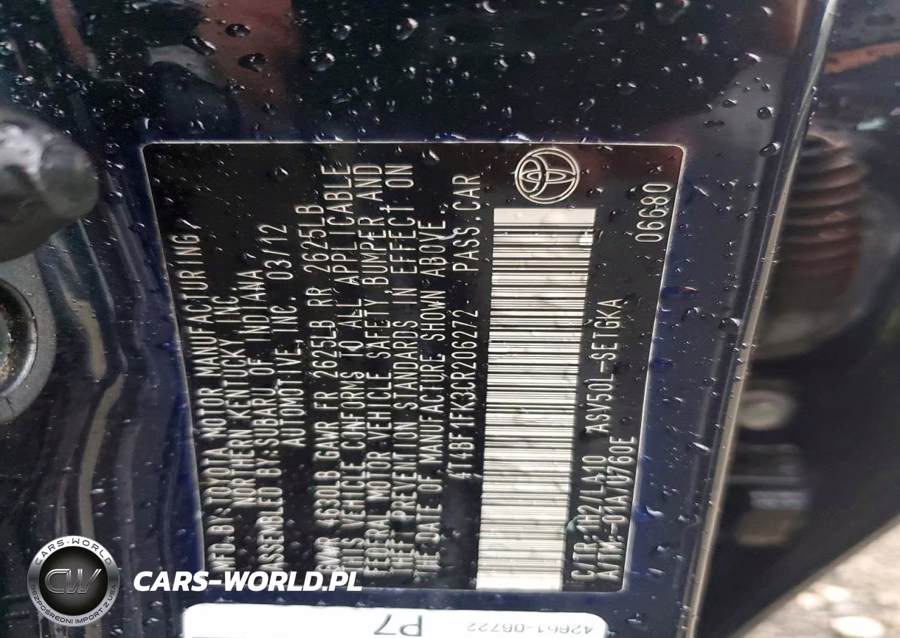 2012 Toyota Camry Xle VIN:4T4BF1FK3CR206272 - 12