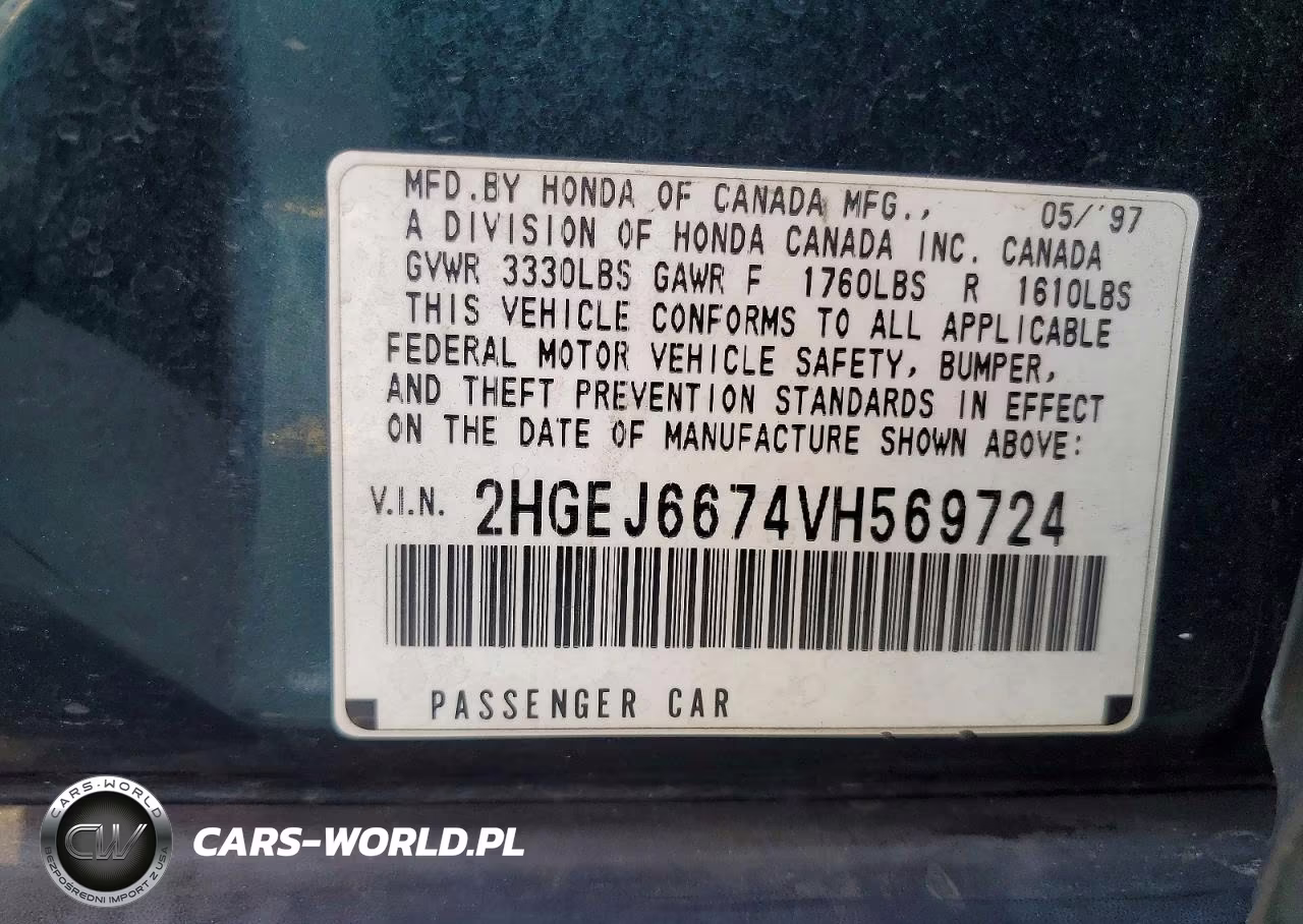 1997 Honda Civic Lx VIN:2HGEJ6674VH569724 - 12